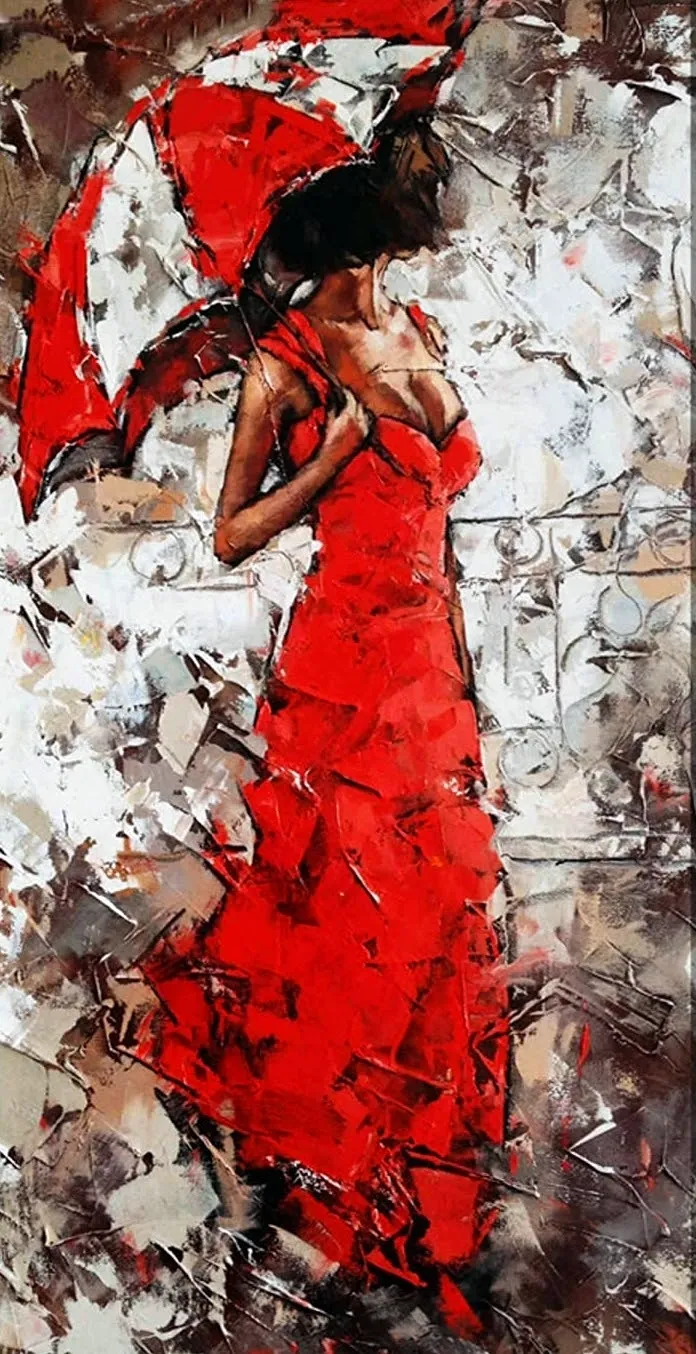 Александр Гунин картины девушка с зонтом