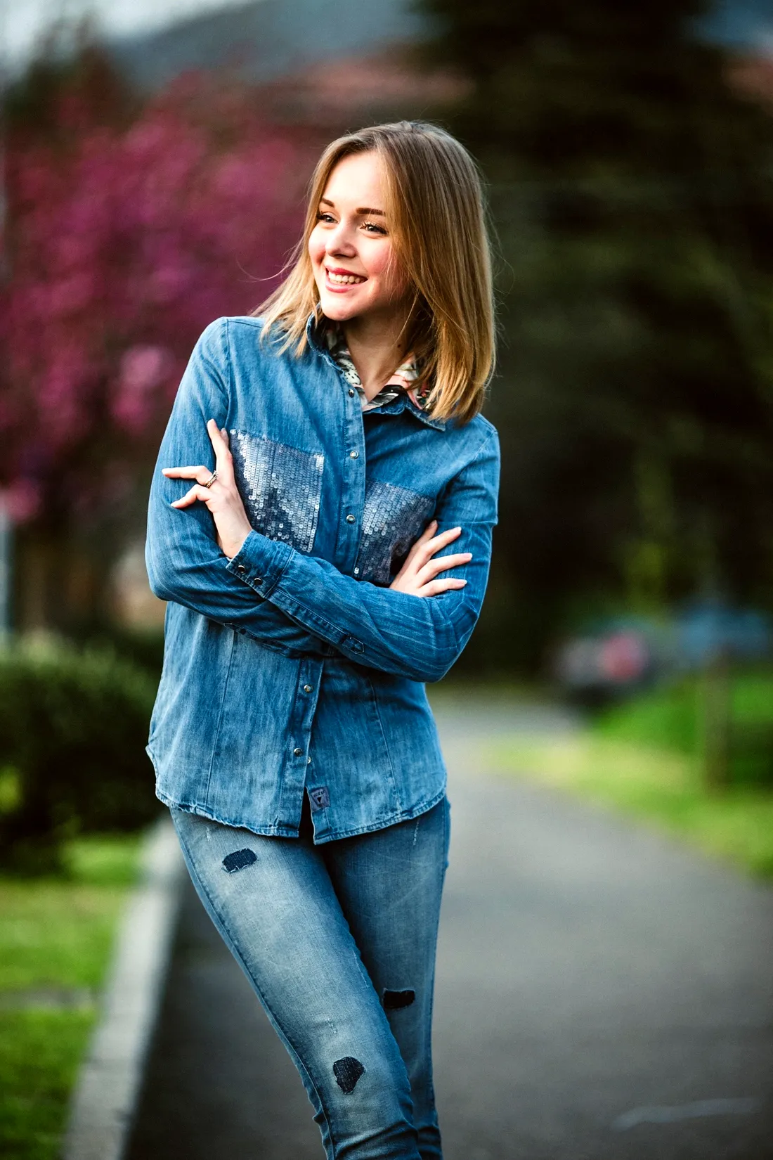 Дарья Циберкина в джинсах