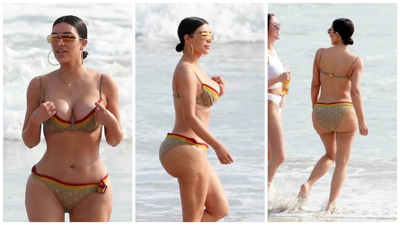 Ким Кардашян на пляже