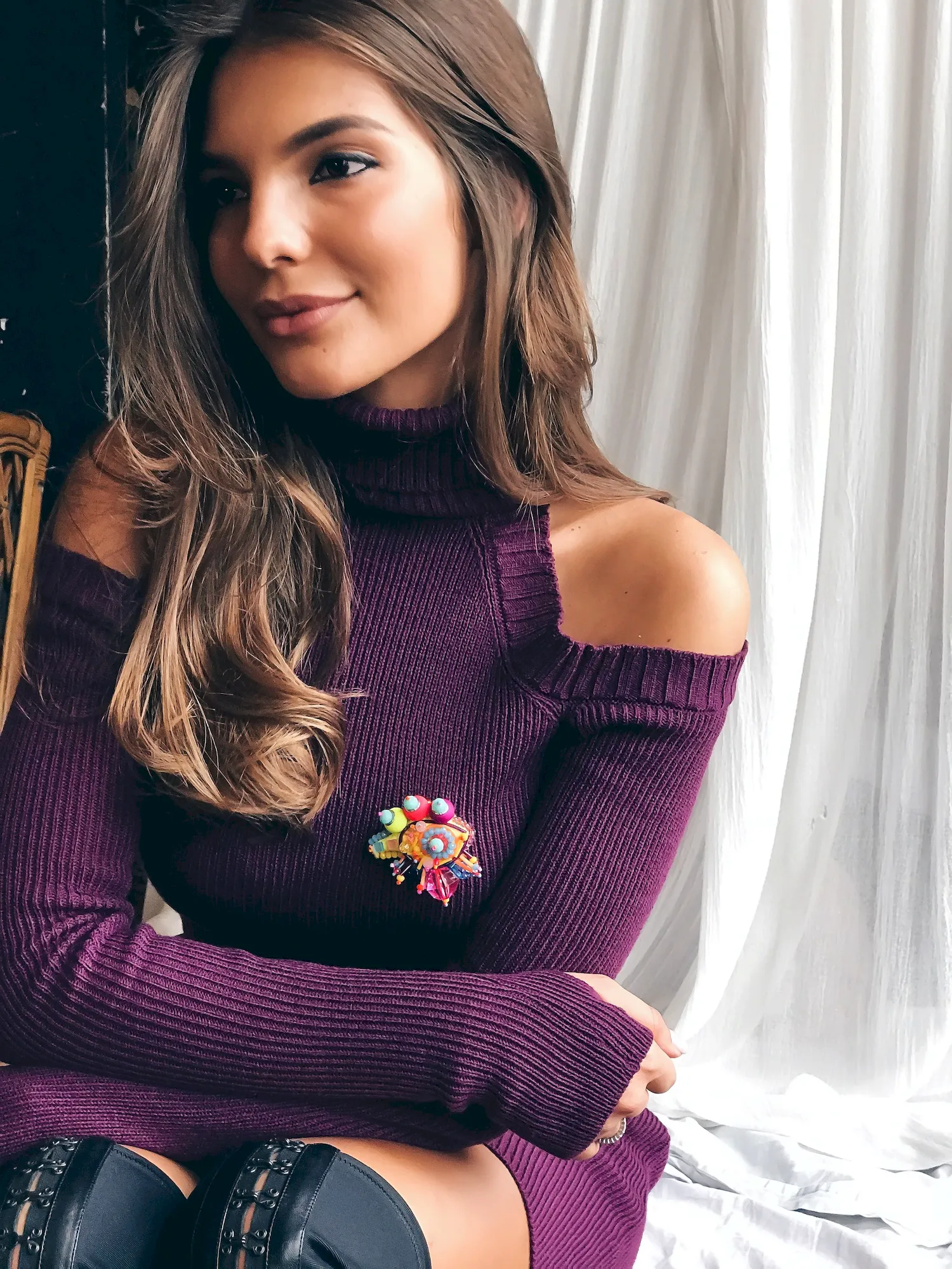Knitted Dress with Orchid