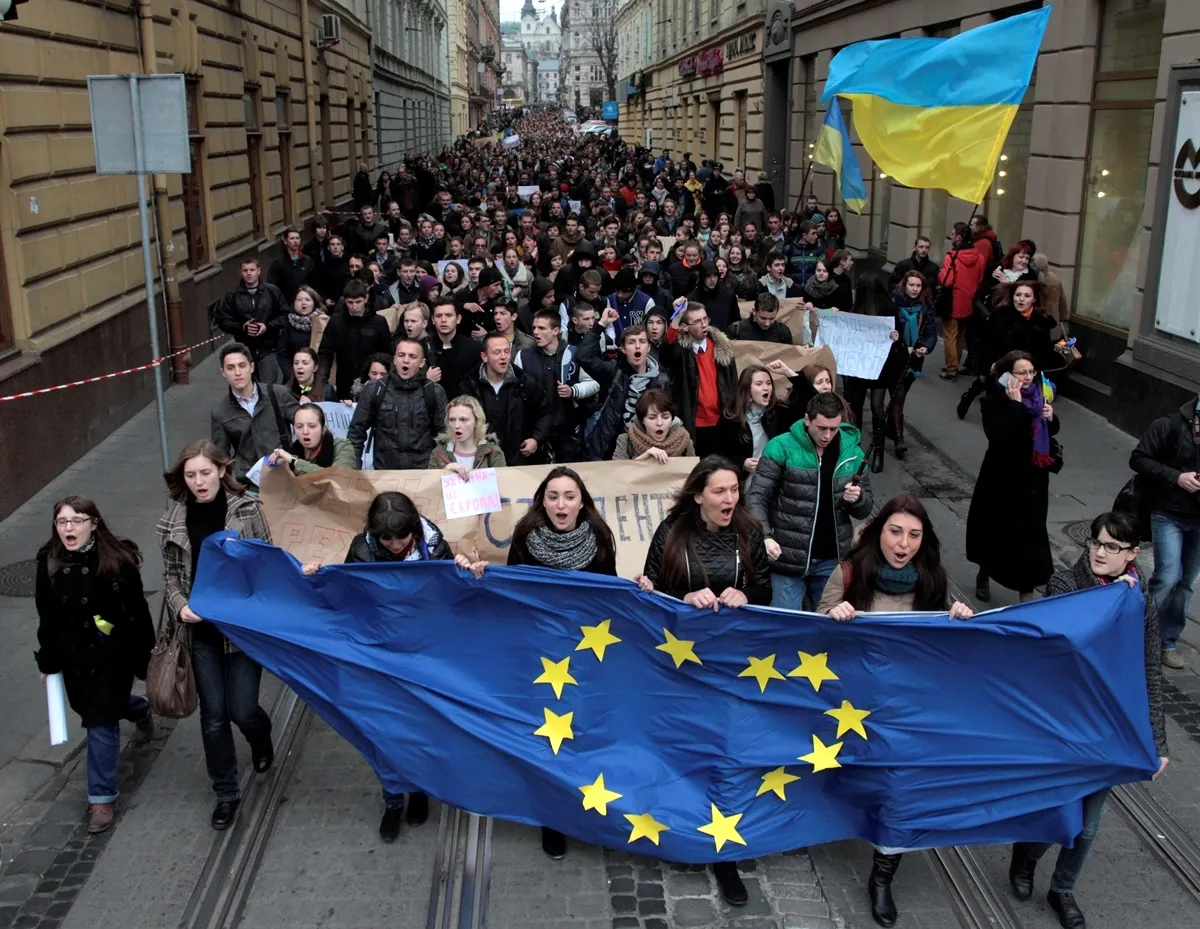 Украина Майдан 2014 флаг ЕС