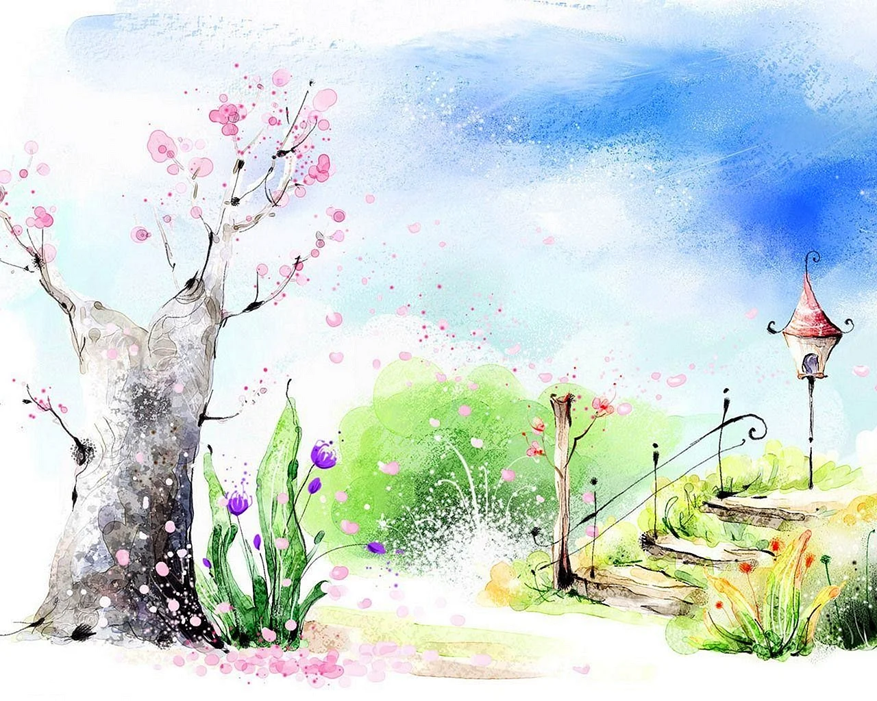 2д графический рисунки Весна