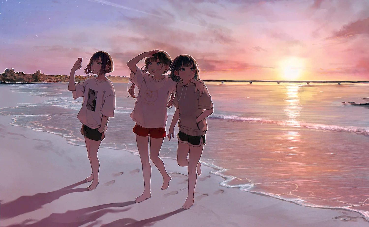 4 Девочки аниме на пляже