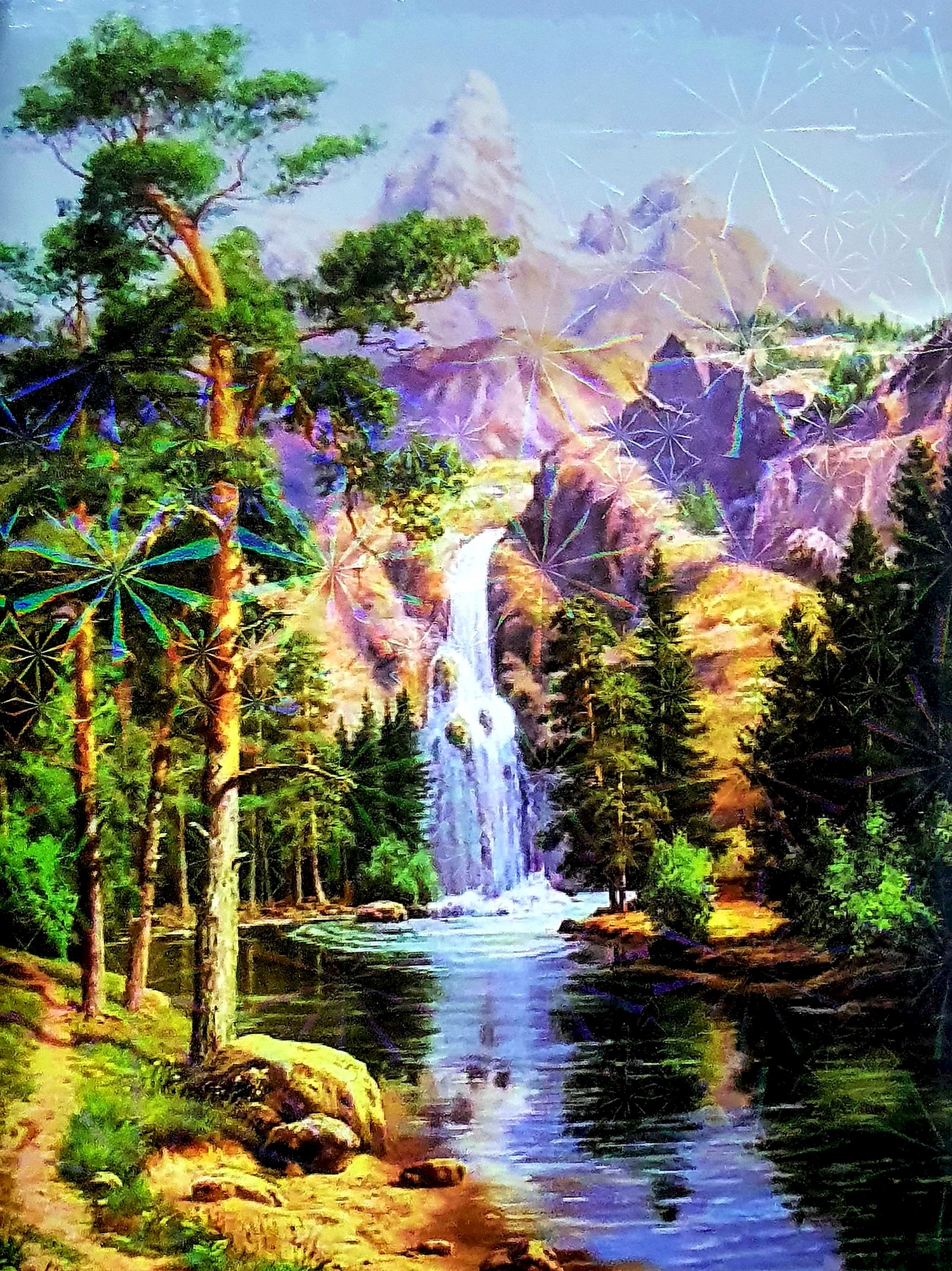 Алмазная мозаика горный водопад 40х50