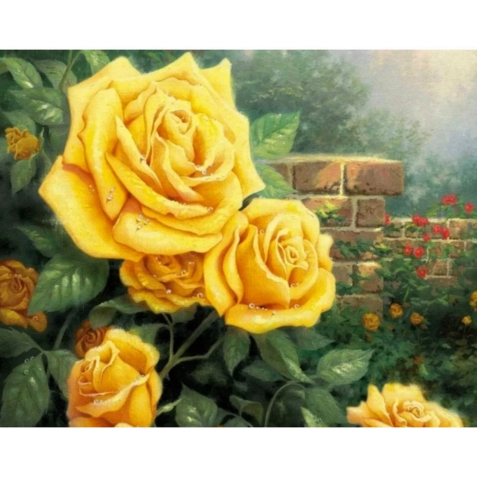 Алмазная вышивка «желтая роза», lg227