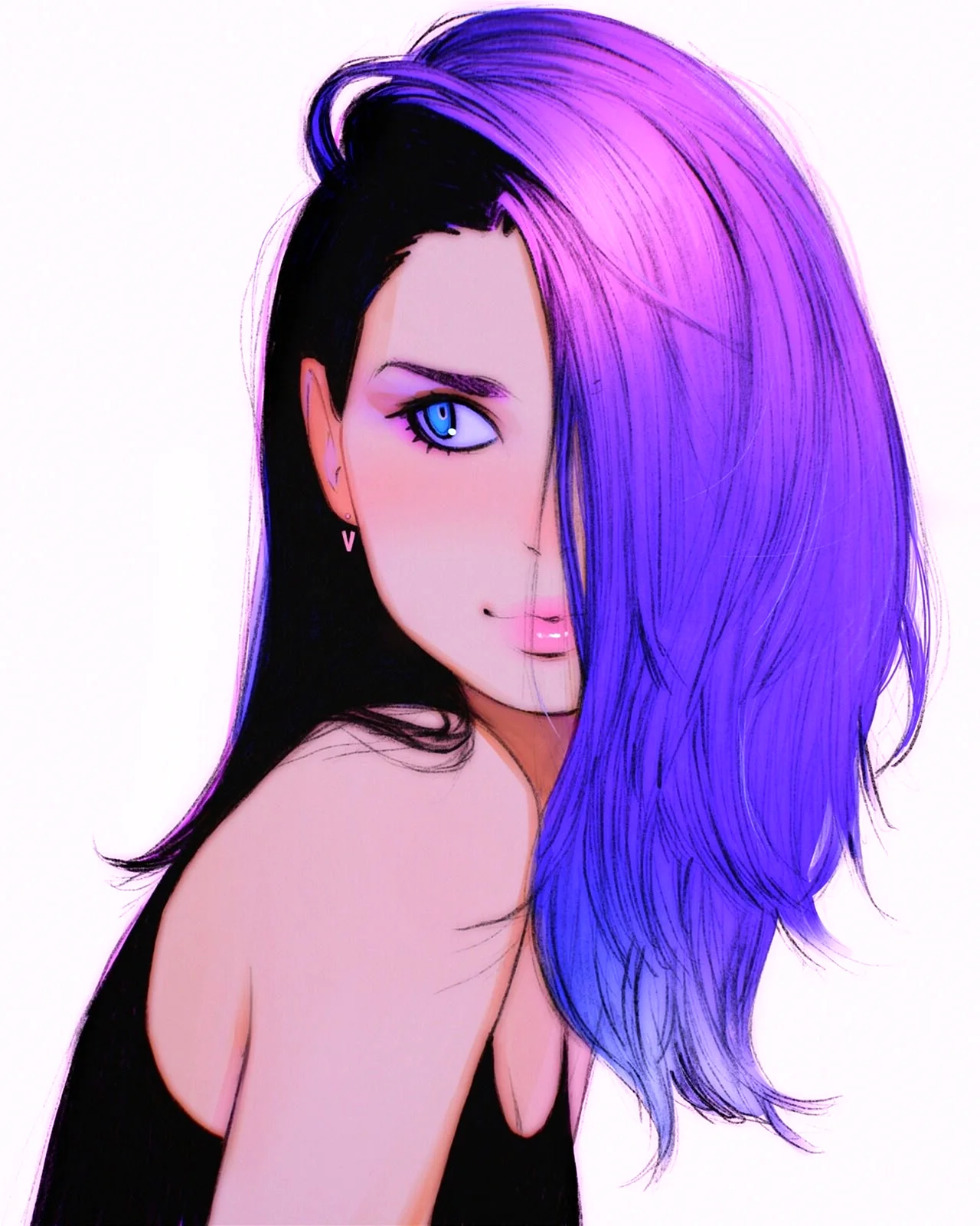 Аниме девушка с разноцветными волосами