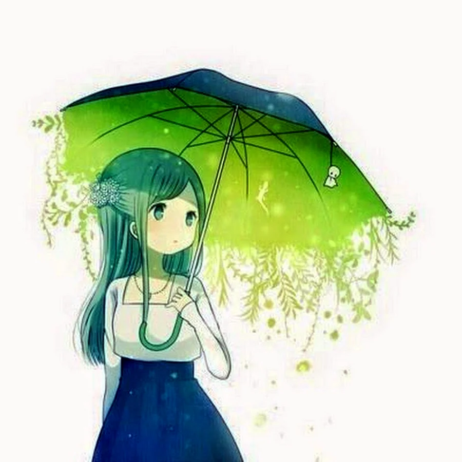 Аниме девушка с зонтом