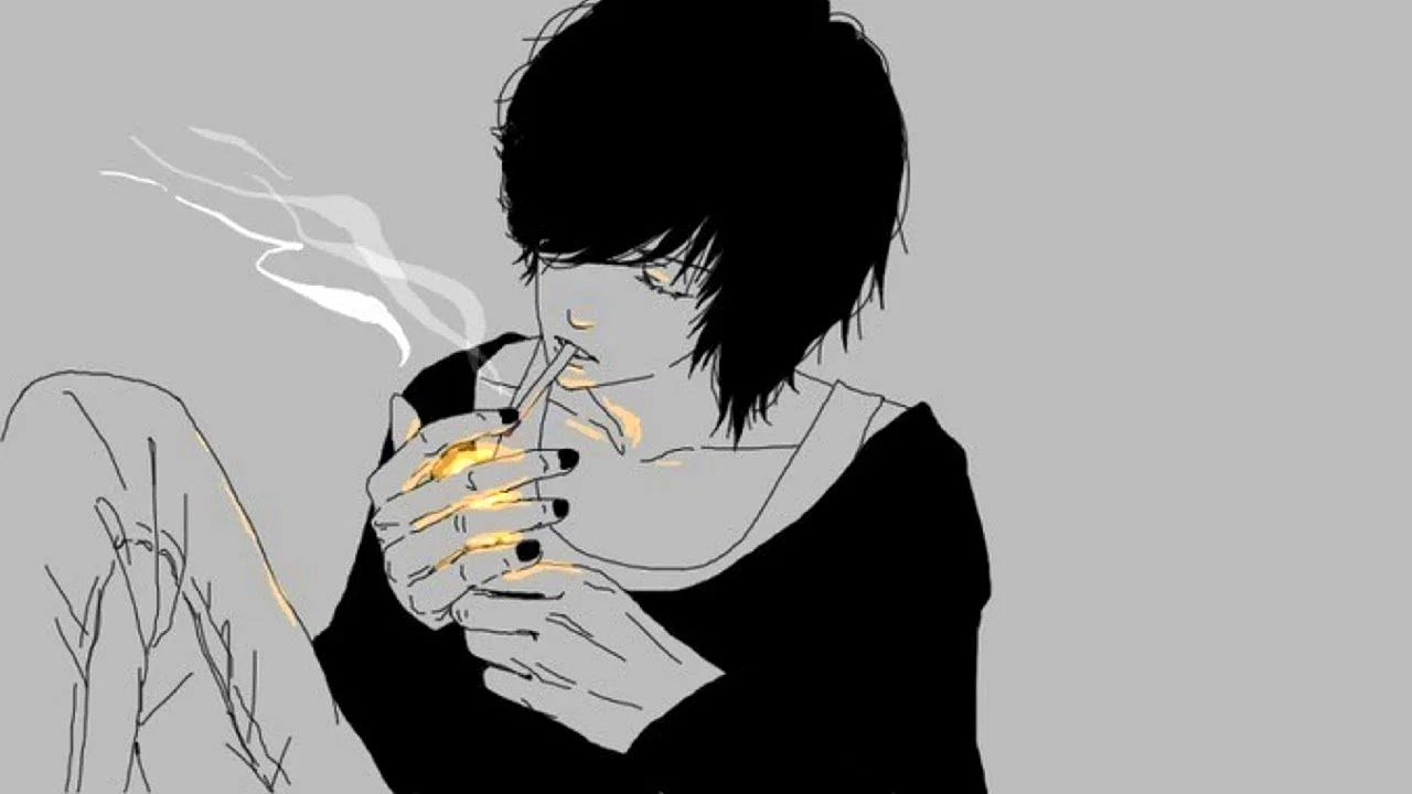 Аниме парень с сигаретой