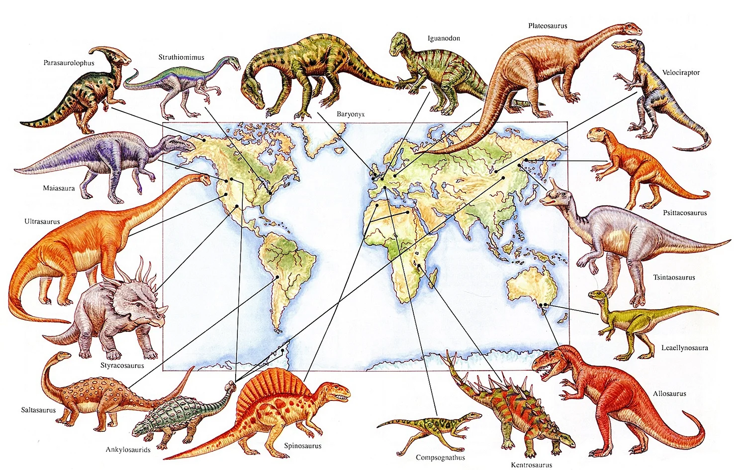 Ареал обитания динозавров