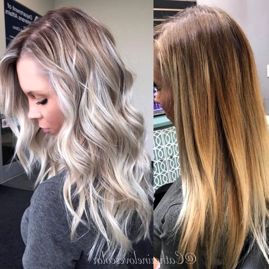 Балаяж окрашивание волос блонд до и после