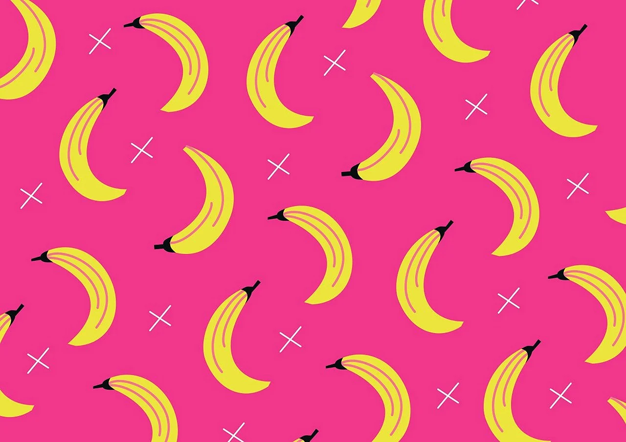 Банан на розовом фоне