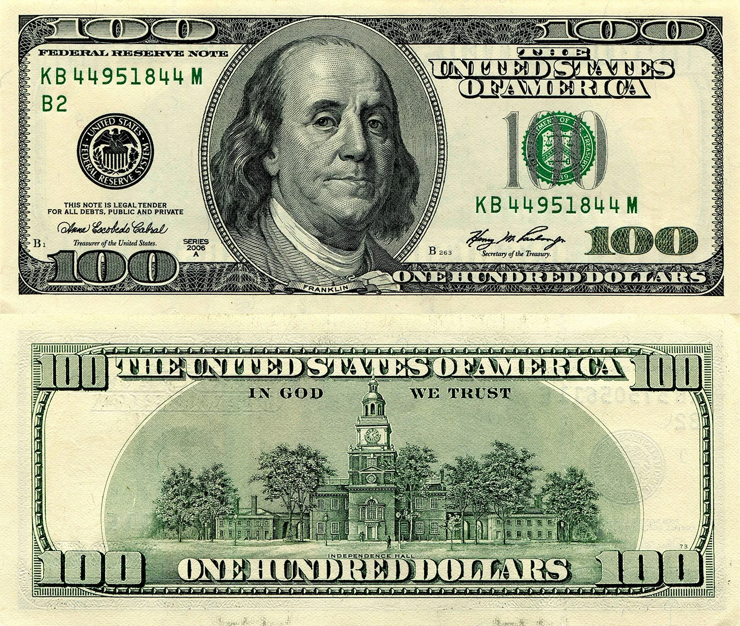 Бенджамин Франклин 100 долларов США