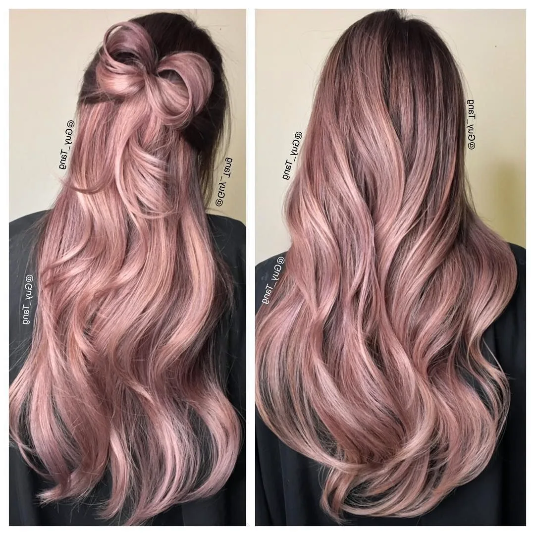 Бежево розовые волосы