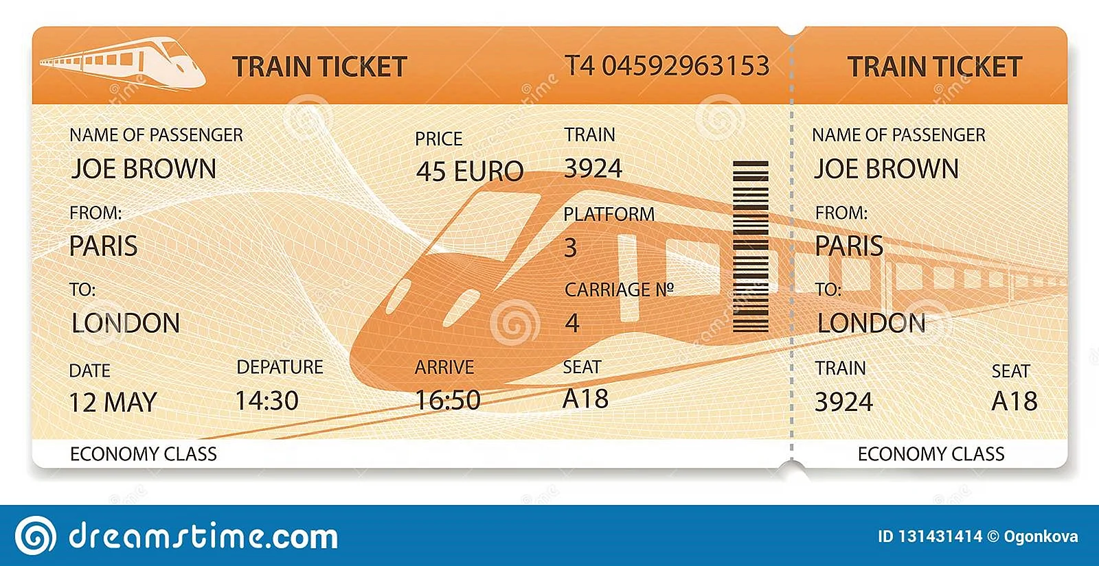 Билет на поезд шаблон