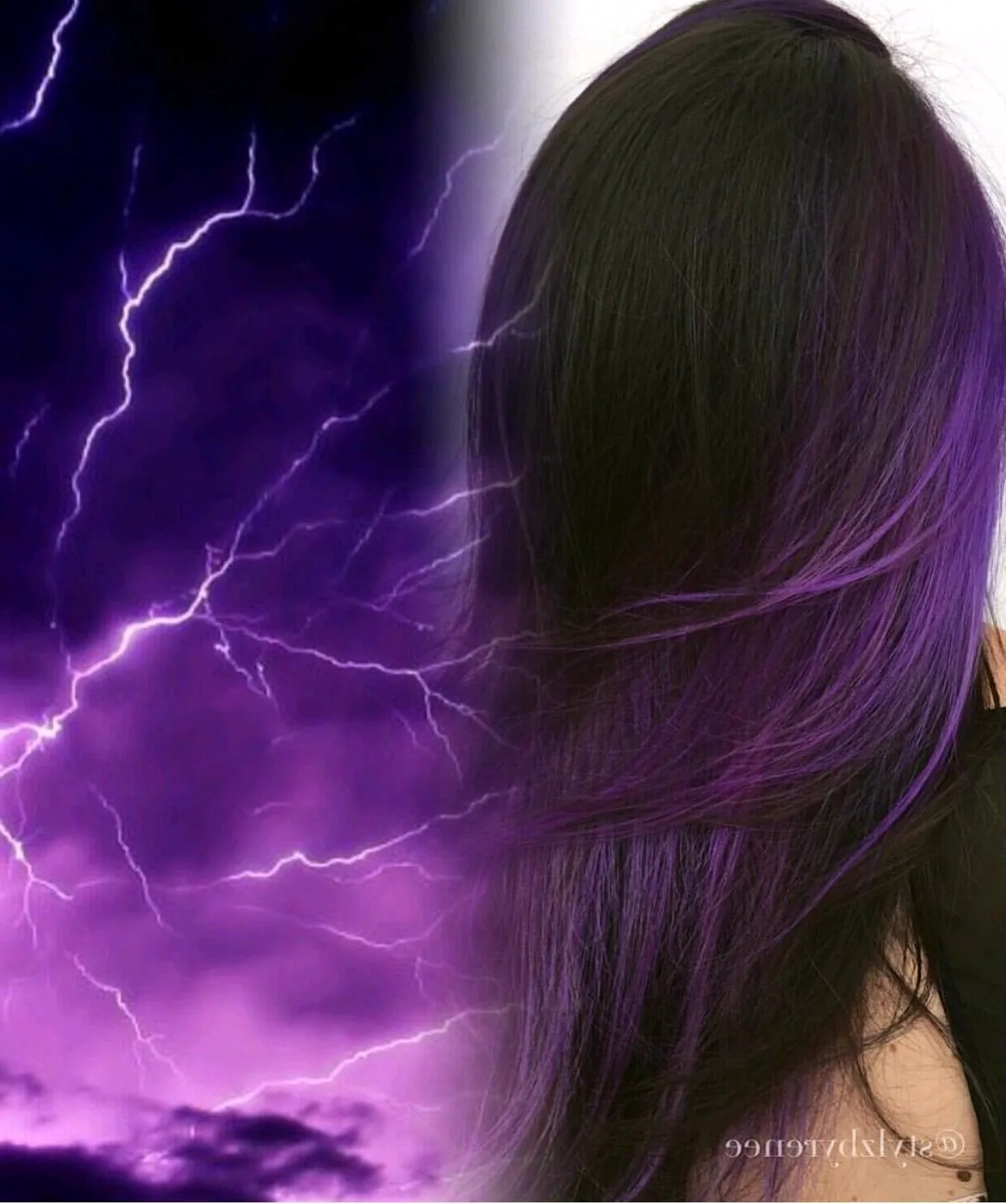Брюнетка с фиолетовыми волосами