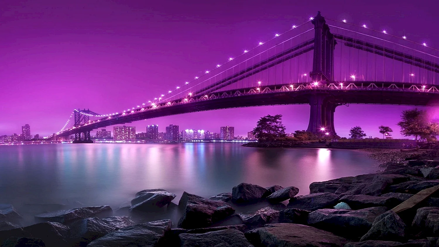 Бруклинский мост фиолетовый