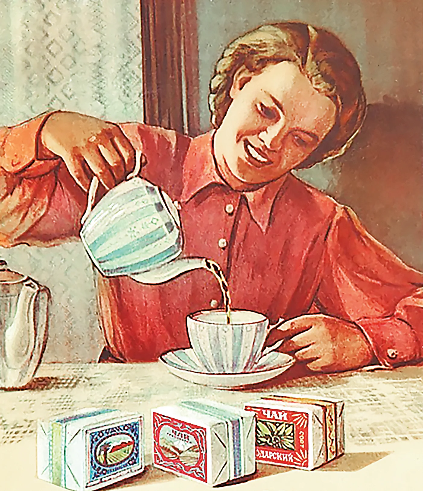 Чай полезный напиток плакат СССР