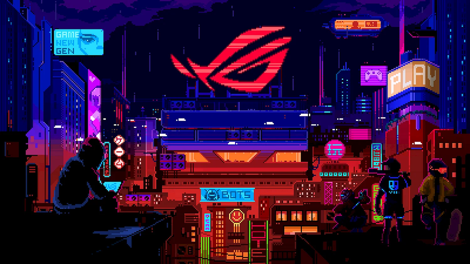 Cyberpunk 2077 город Pixel Art