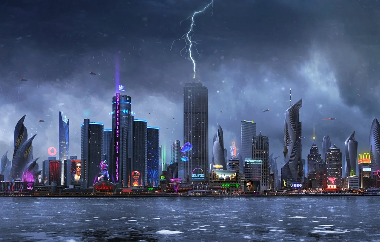Cyberpunk 2077 небоскребы