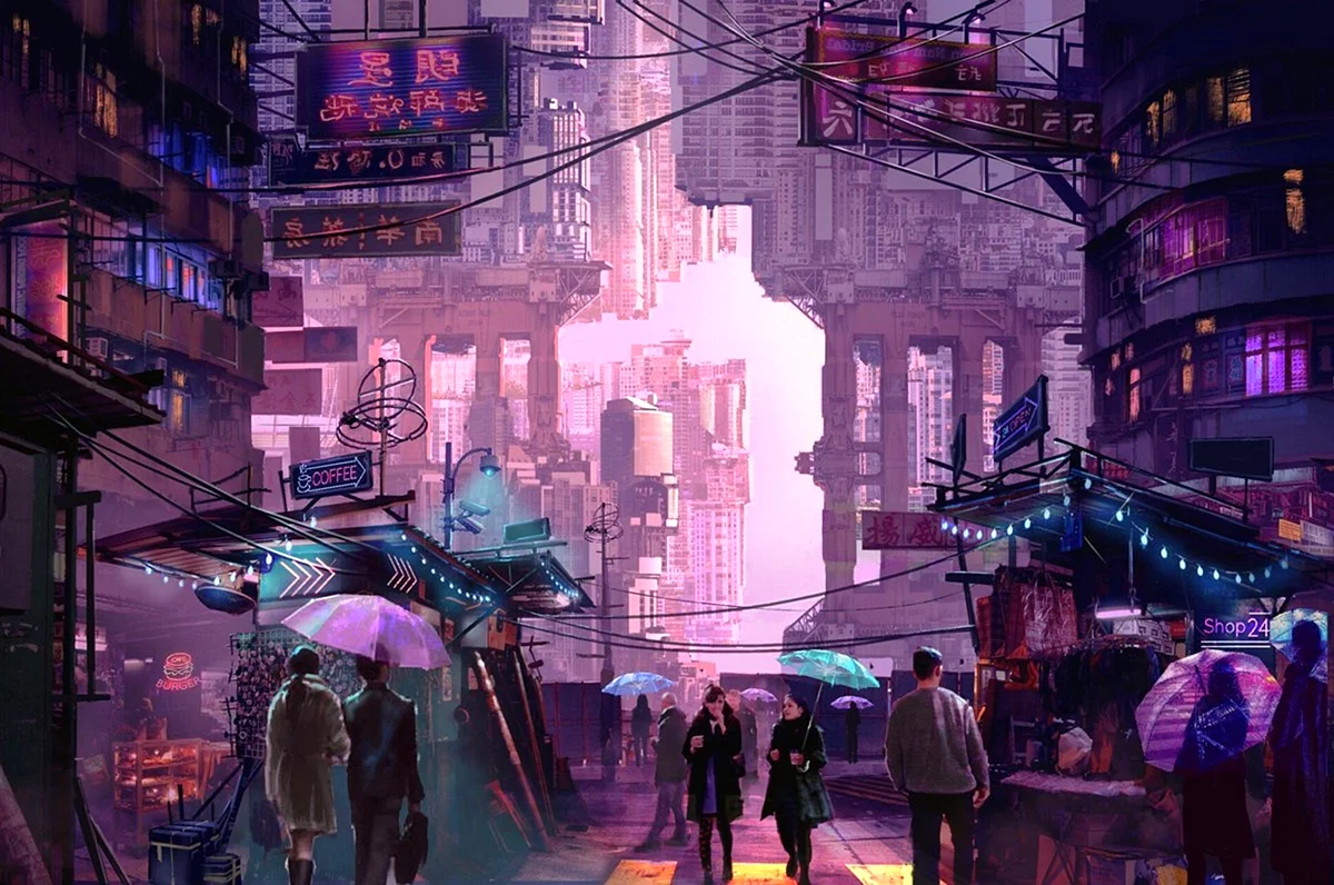 Cyberpunk Art City неон