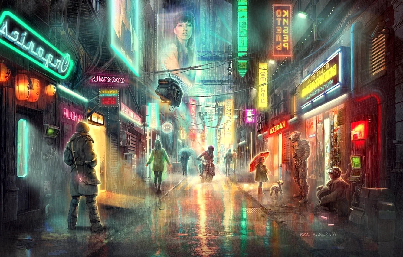 Cyberpunk Art неон город