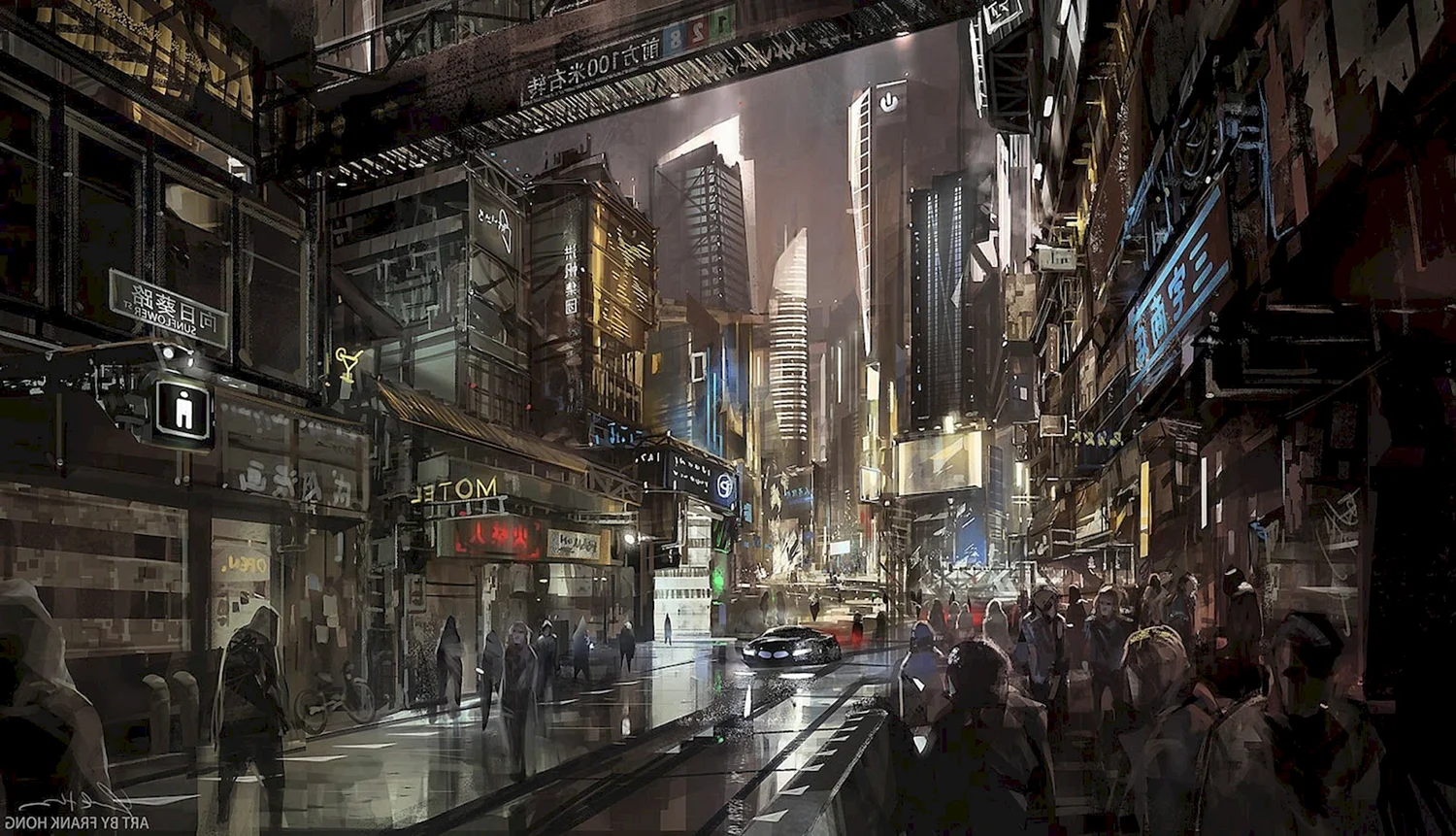 Cyberpunk City небоскребы