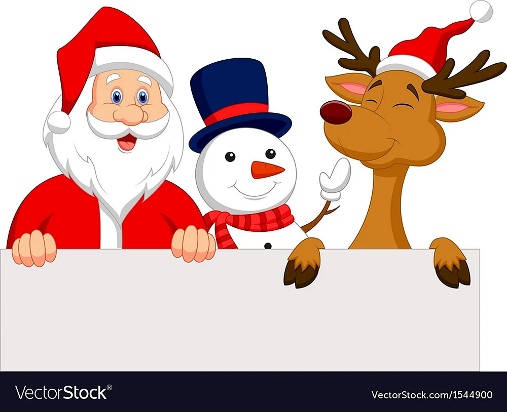 Дед Мороз и олень выглядывают
