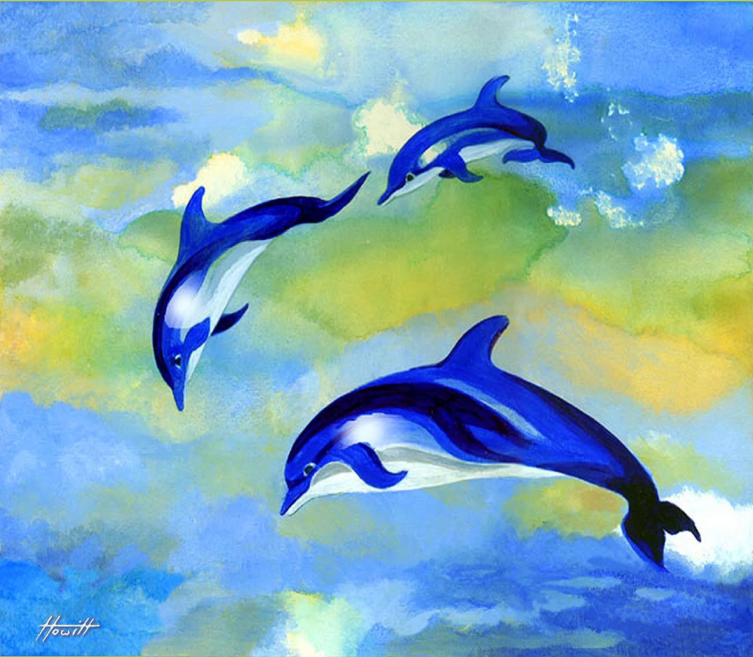 Дельфин красками