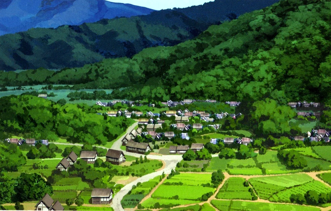 Деревня холмов аниме