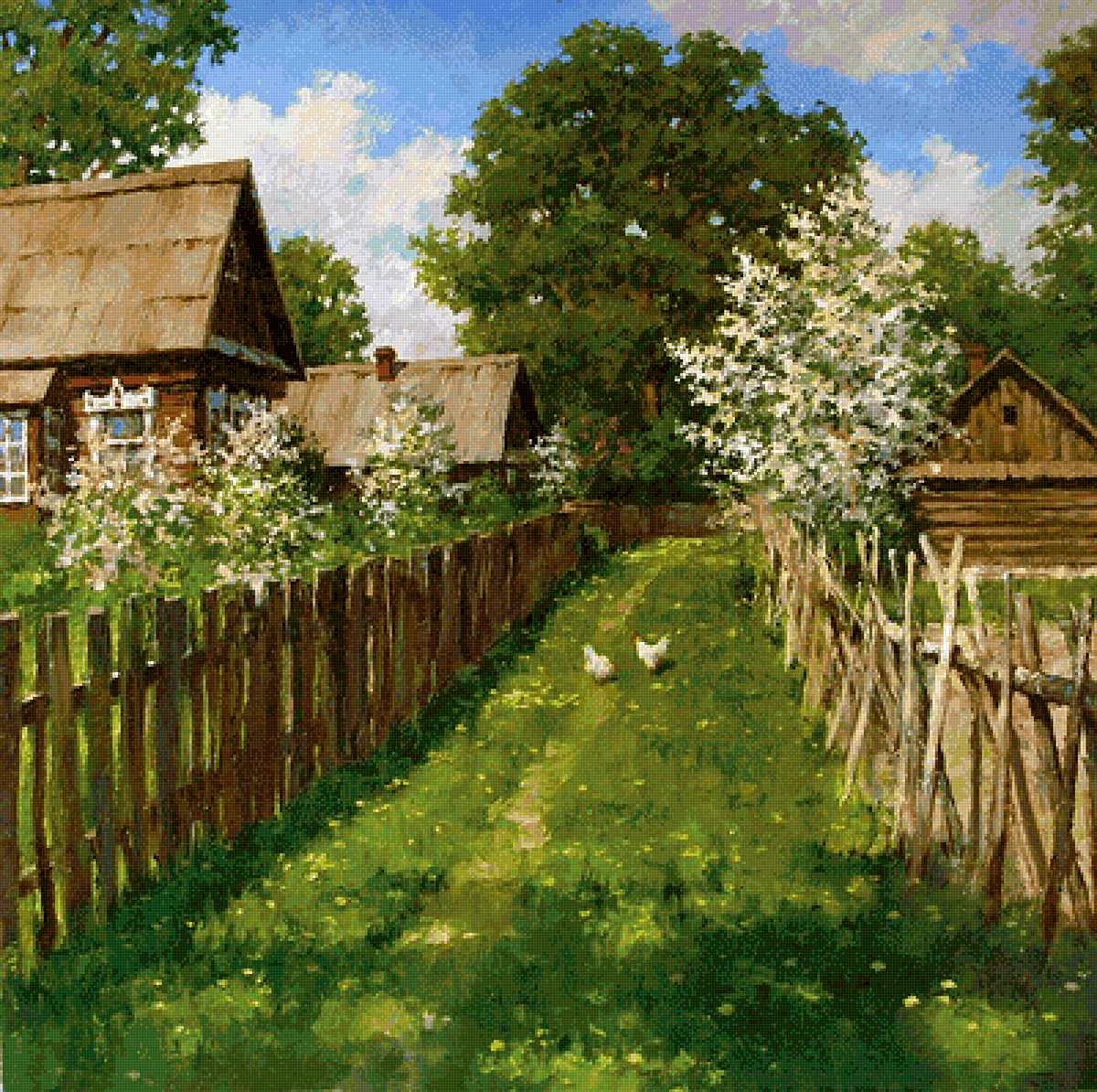 Деревня живопись Дмитрий Левин