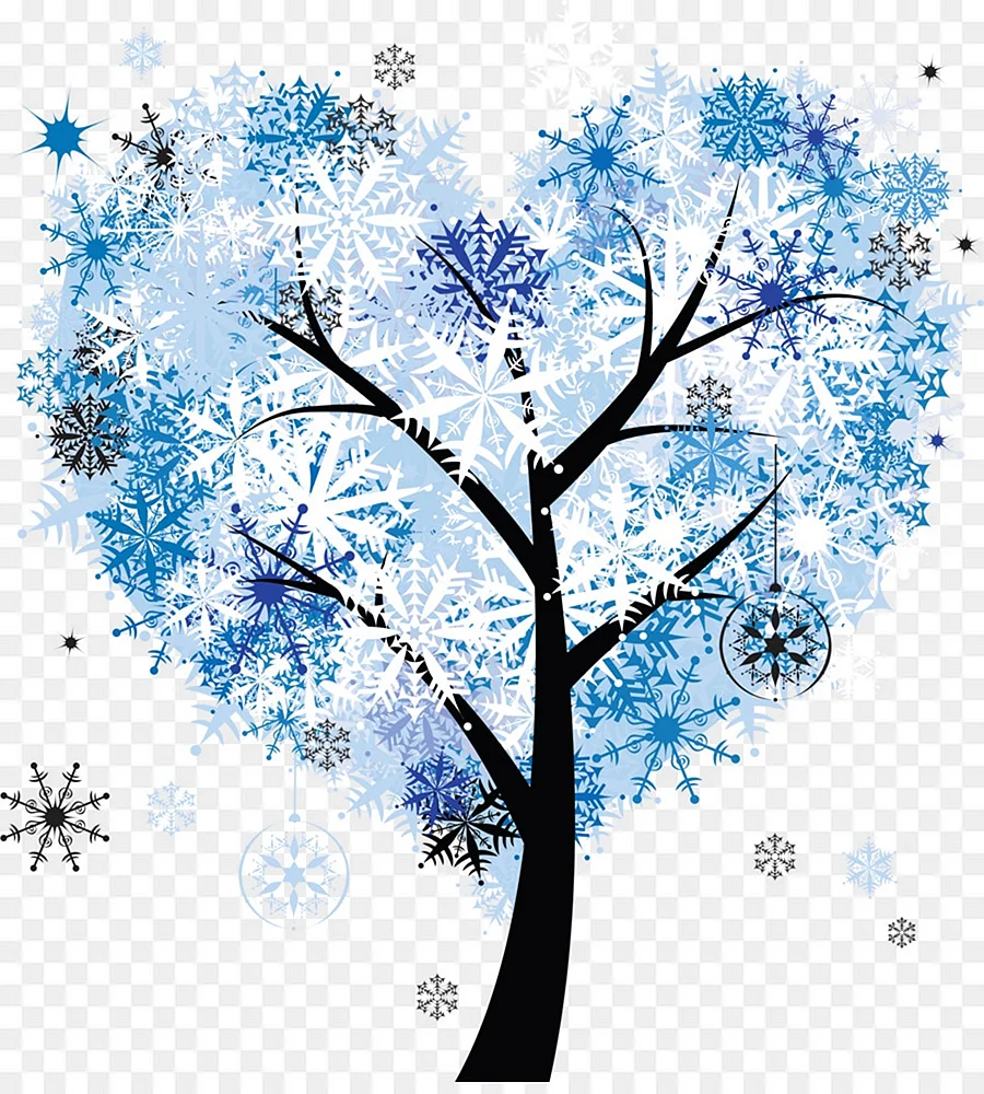 Дерево со снежинками