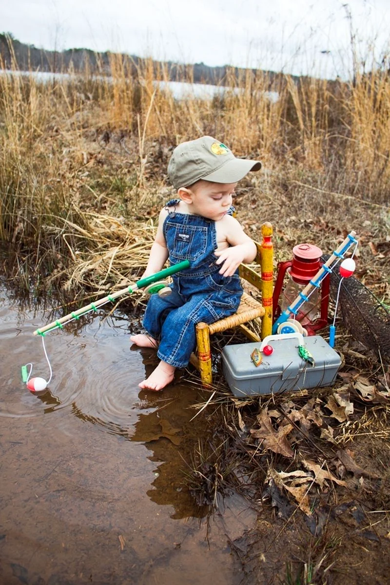 Детская фотосессия рыбалка