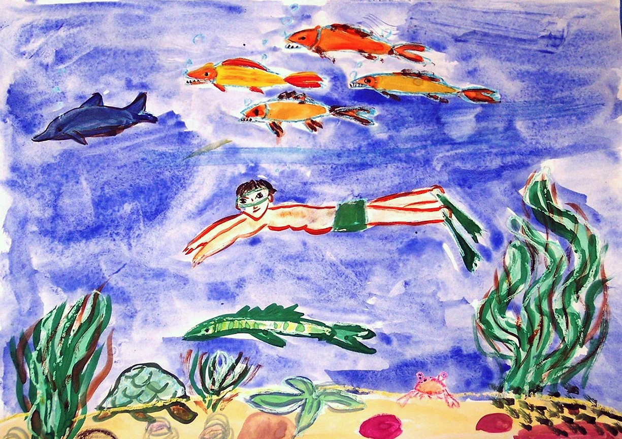 Детские рисунки на тему море