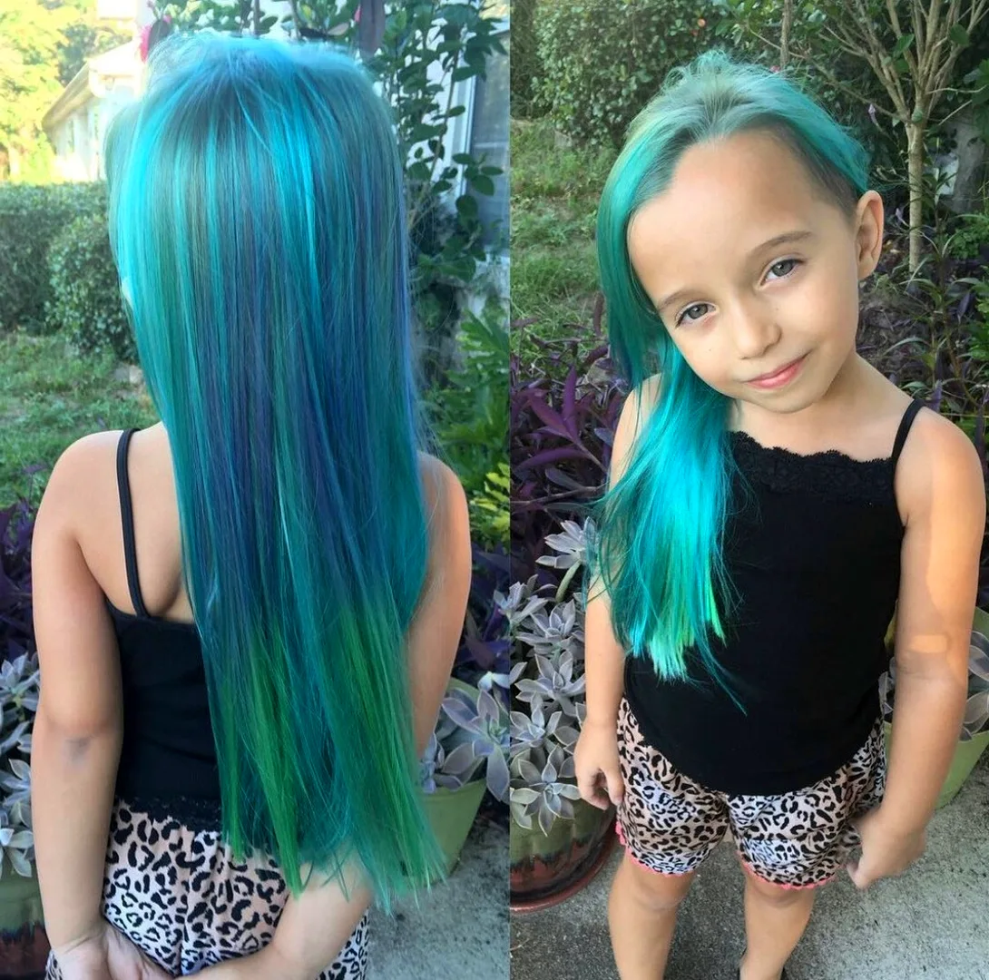 Детское окрашивание волос в яркие цвета