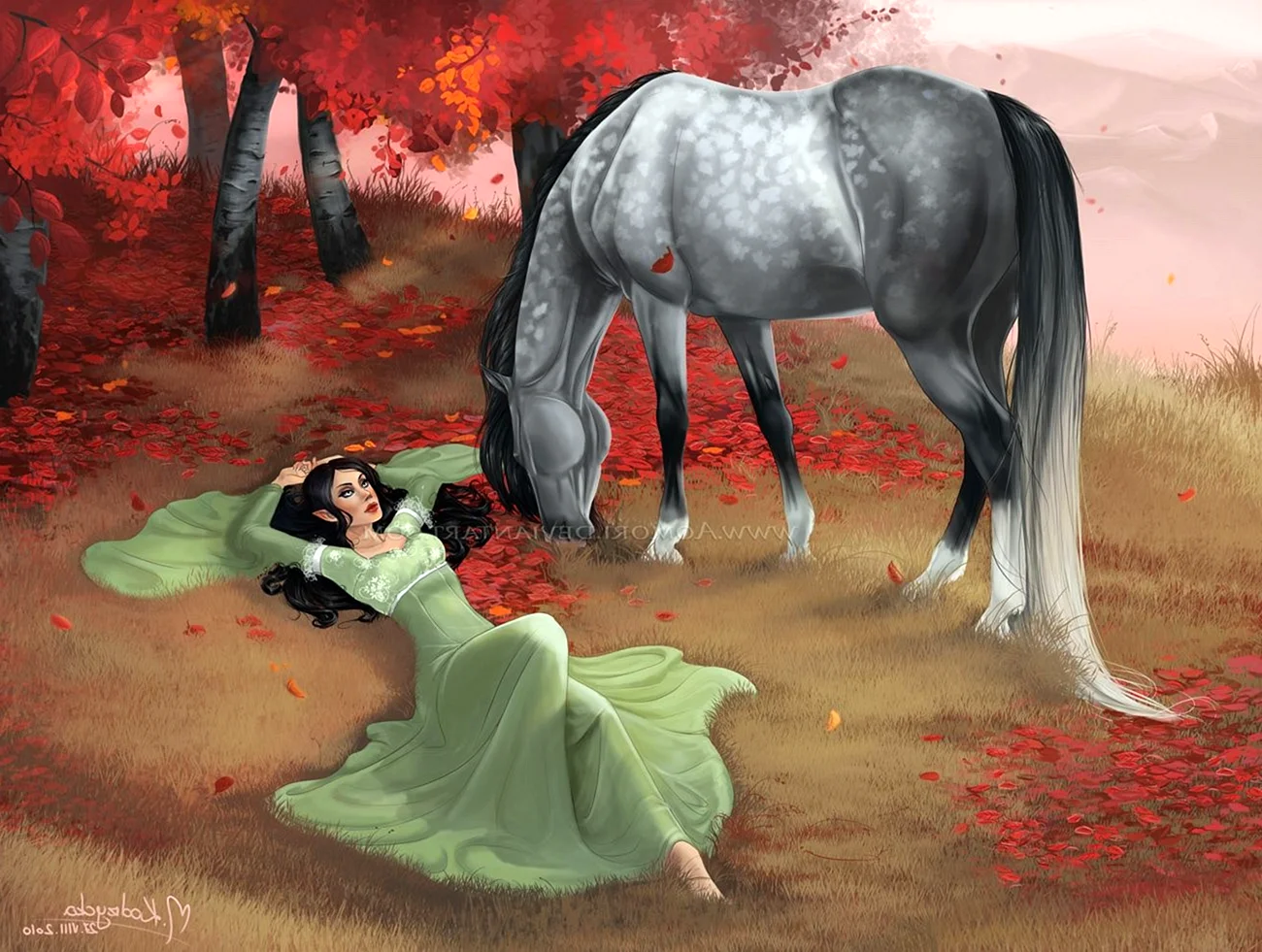 Девочка и лошадь арт