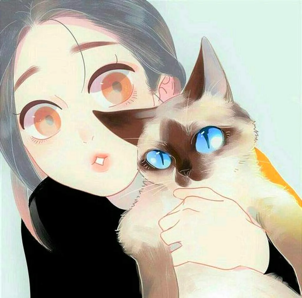Девочка с котом арт
