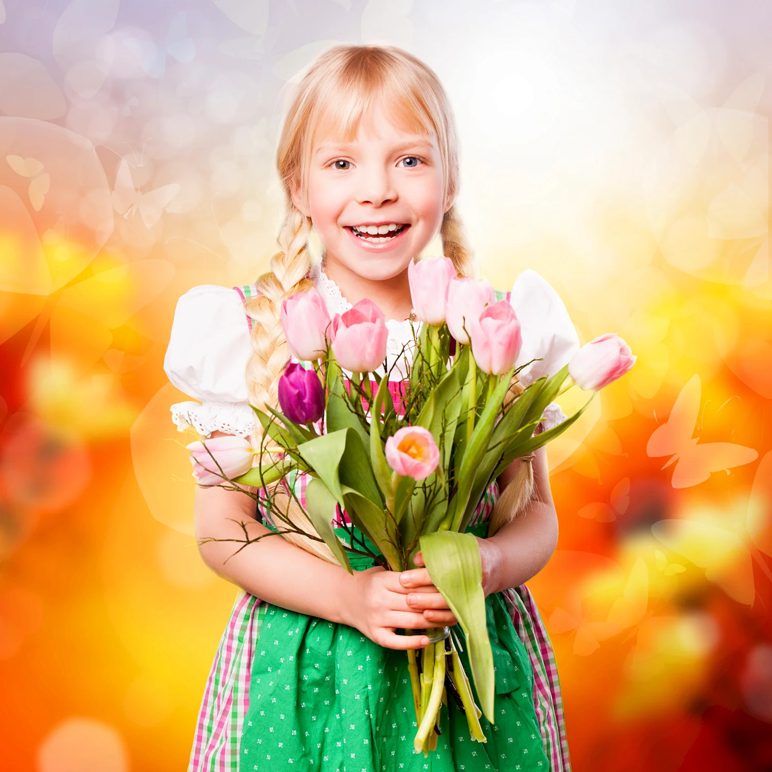 Девочка с тюльпанами