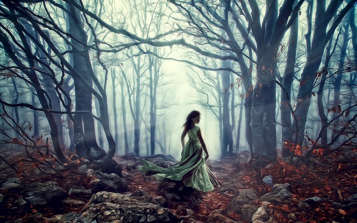 Девочка в темном лесу