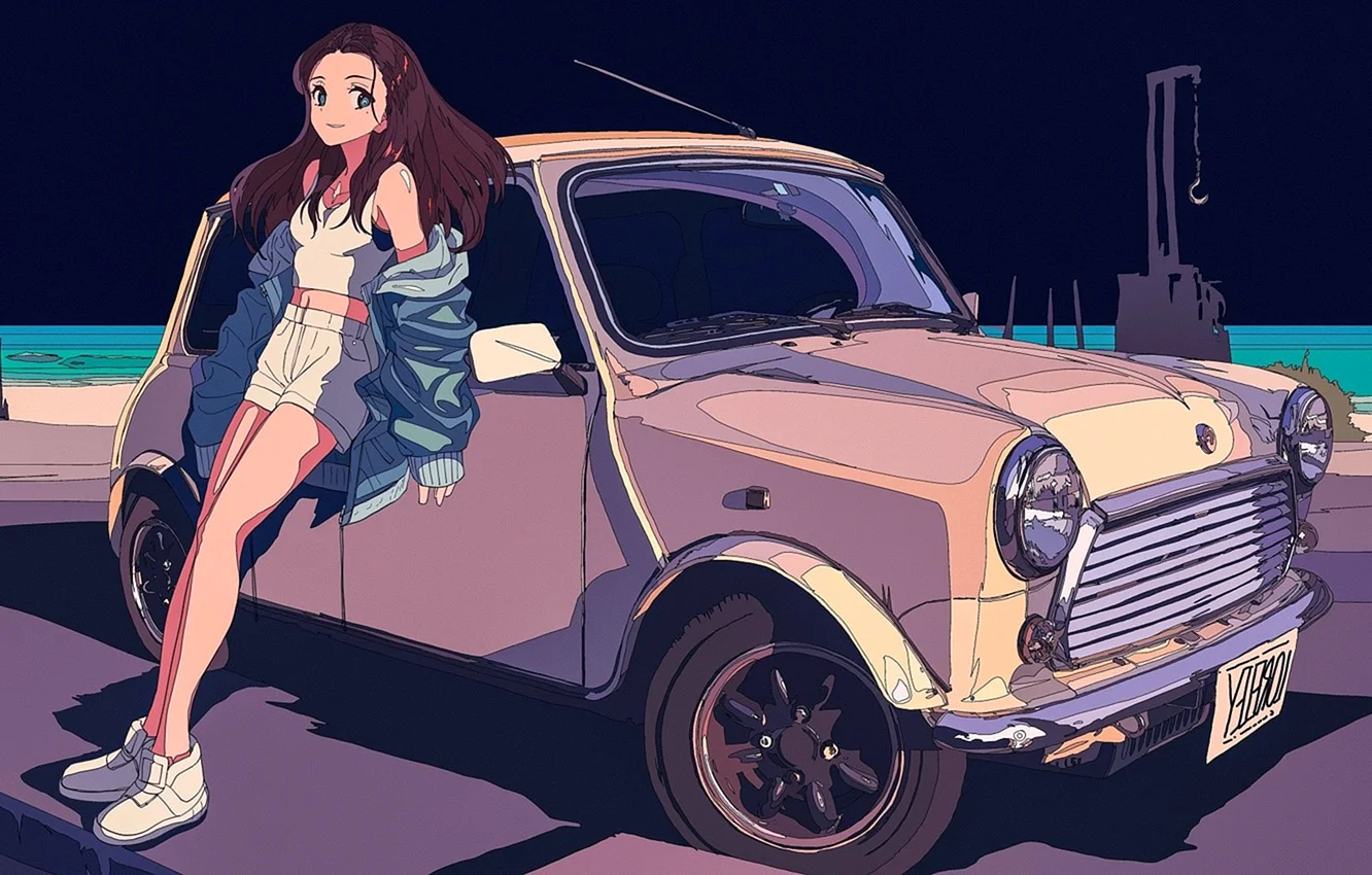 Девушка и автомобиль арт