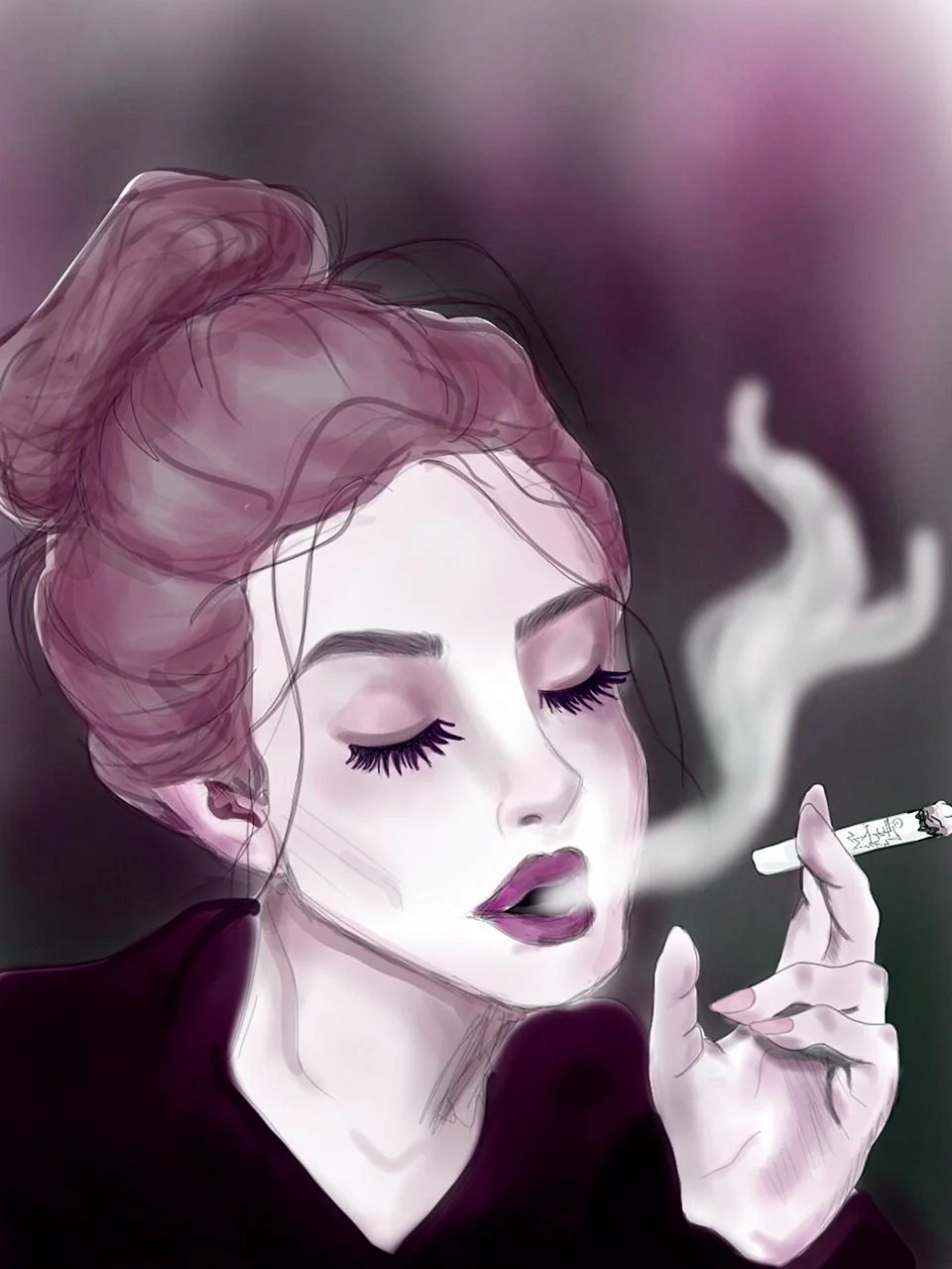 Девушка курит