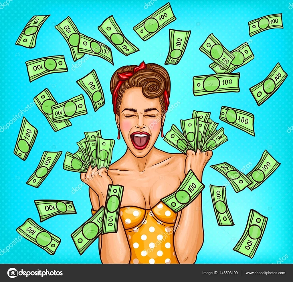 Девушка с деньгами арт