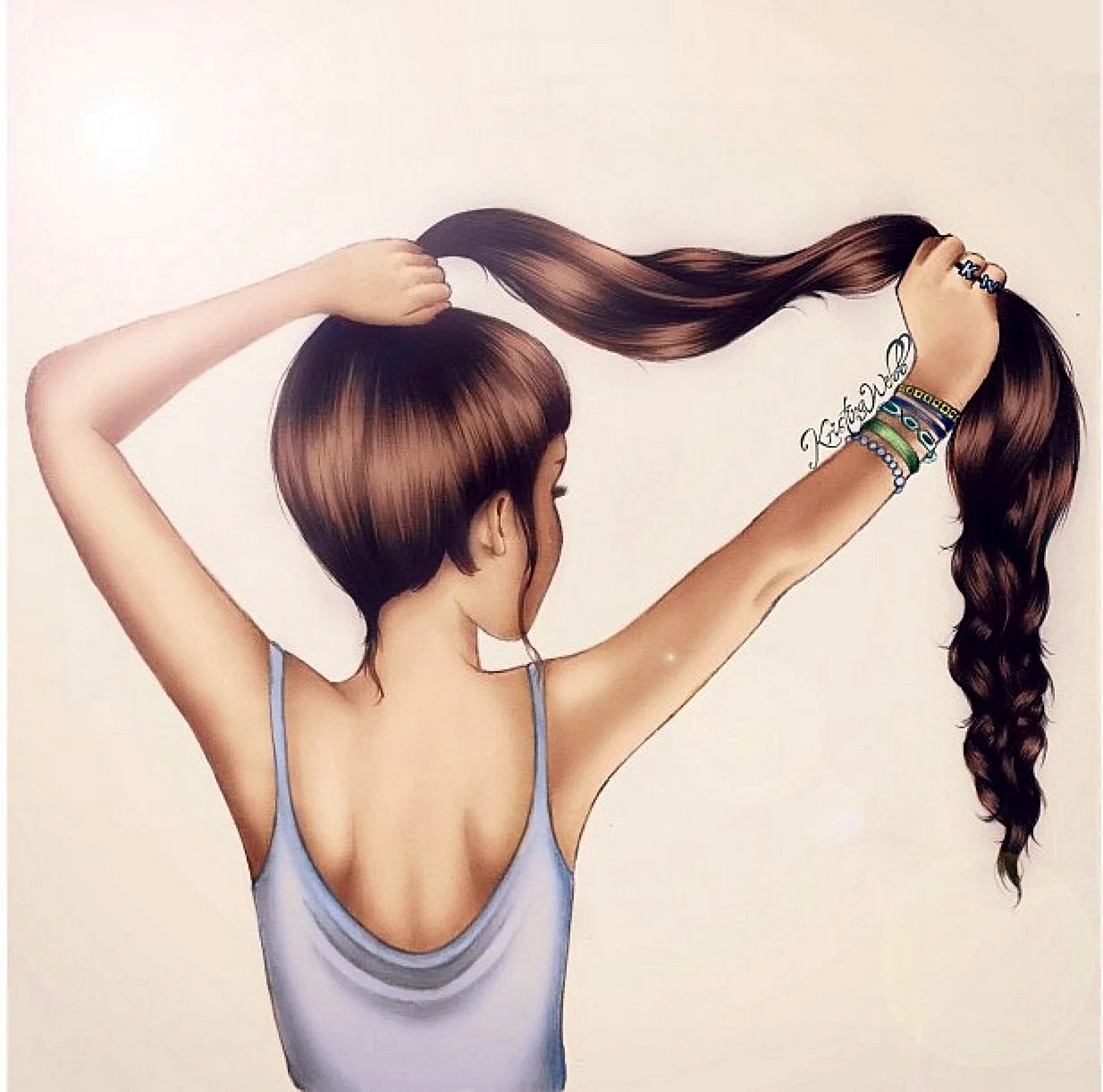 Девушка с длинными волосами рисунок