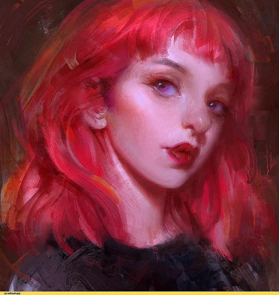 Девушка с красными волосами арт
