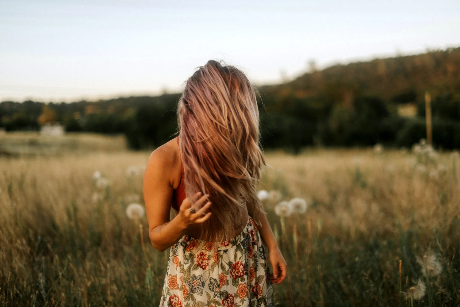 Девушка с русыми волосами в поле