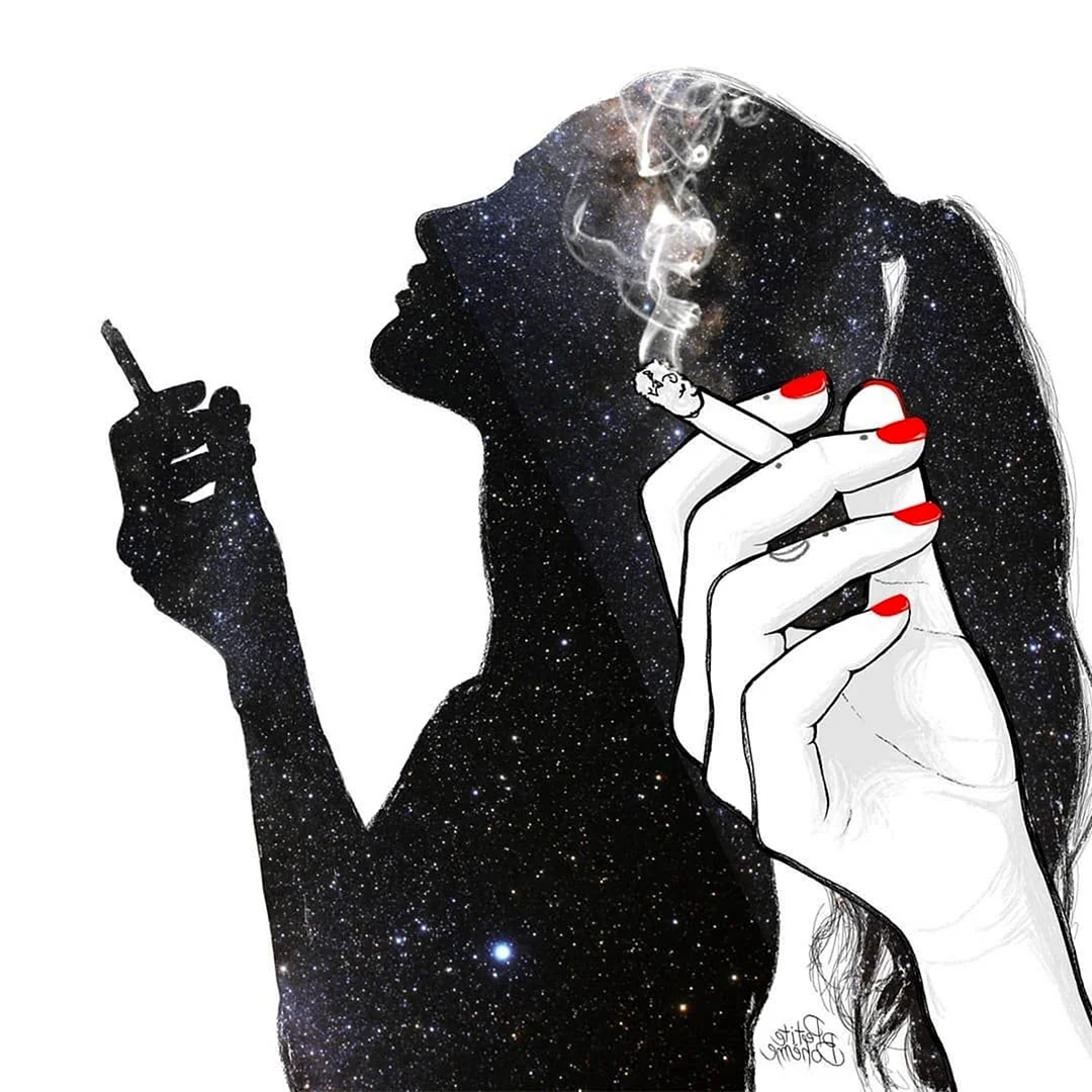 Девушка с сигаретой арт