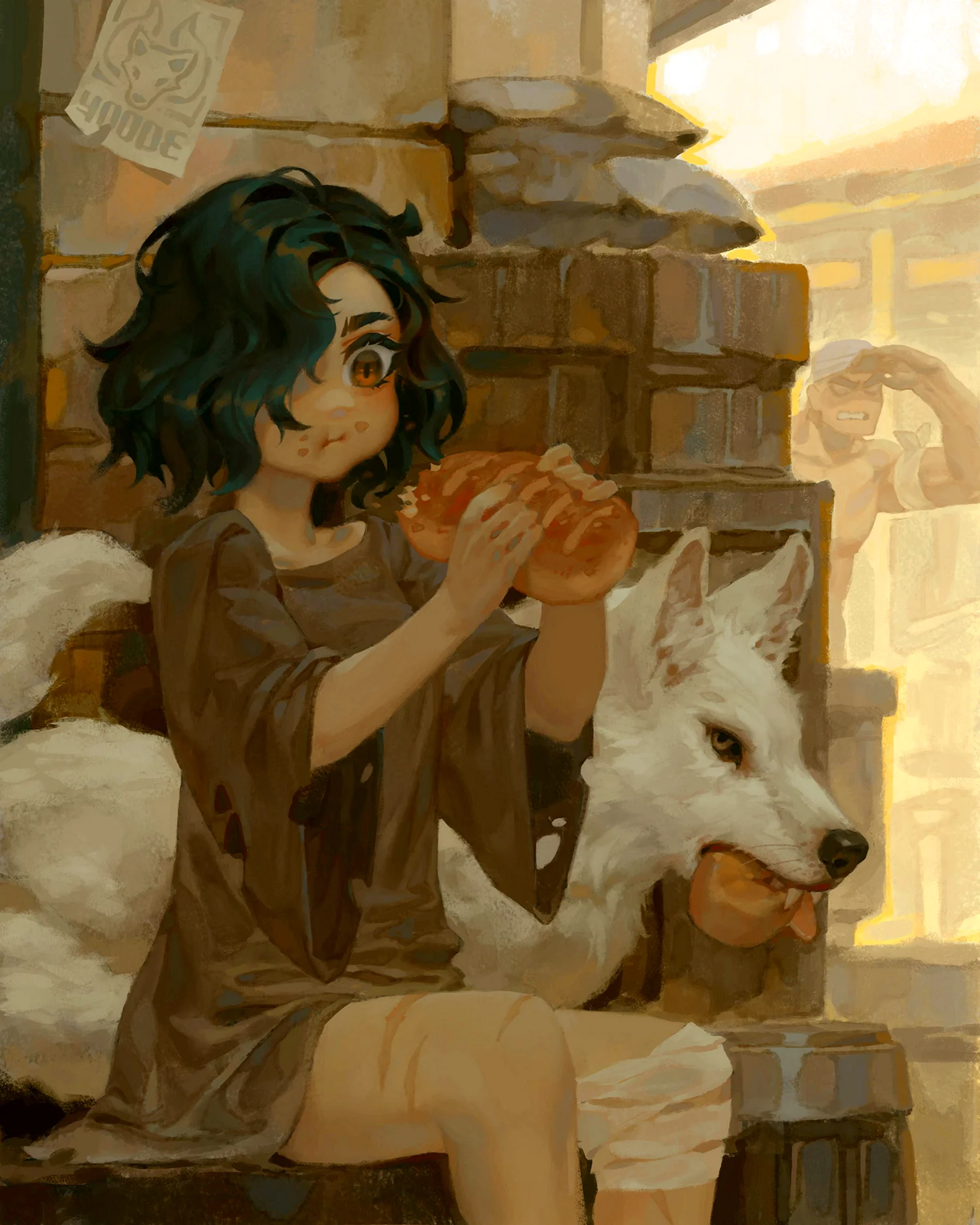 Девушка с собакой арт