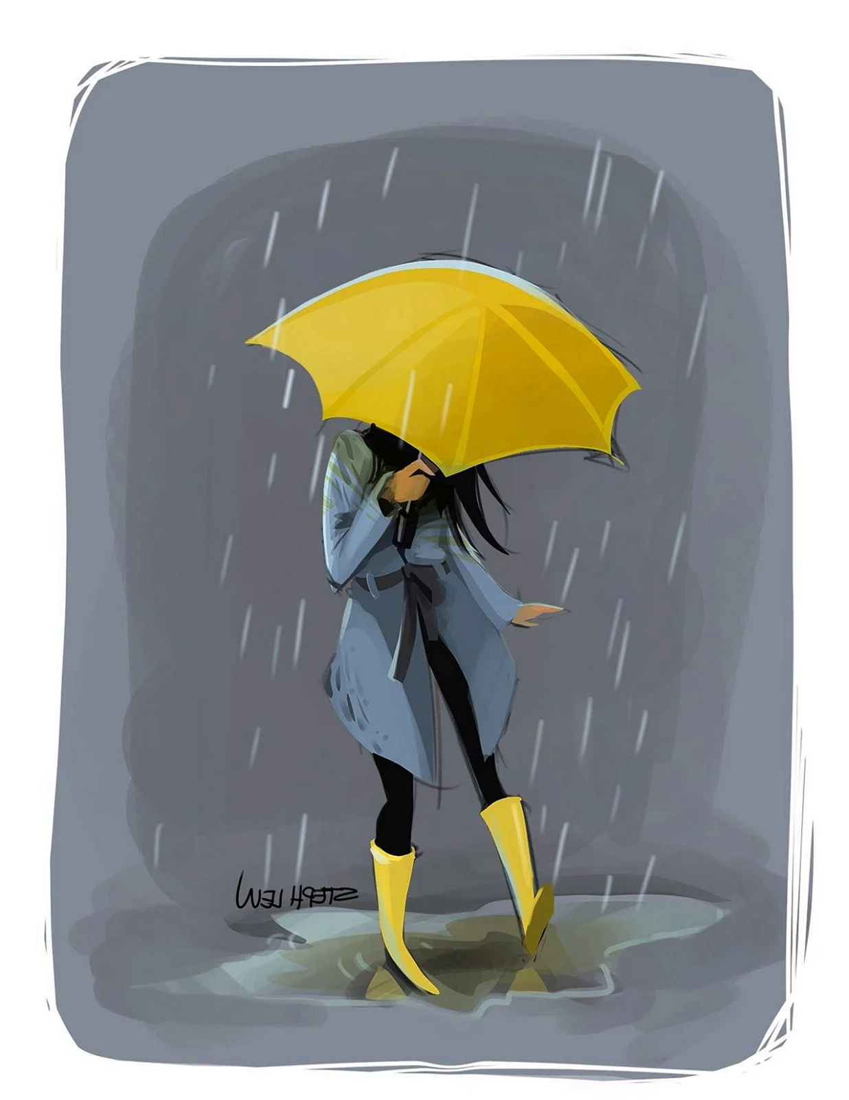 Девушка с желтым зонтом