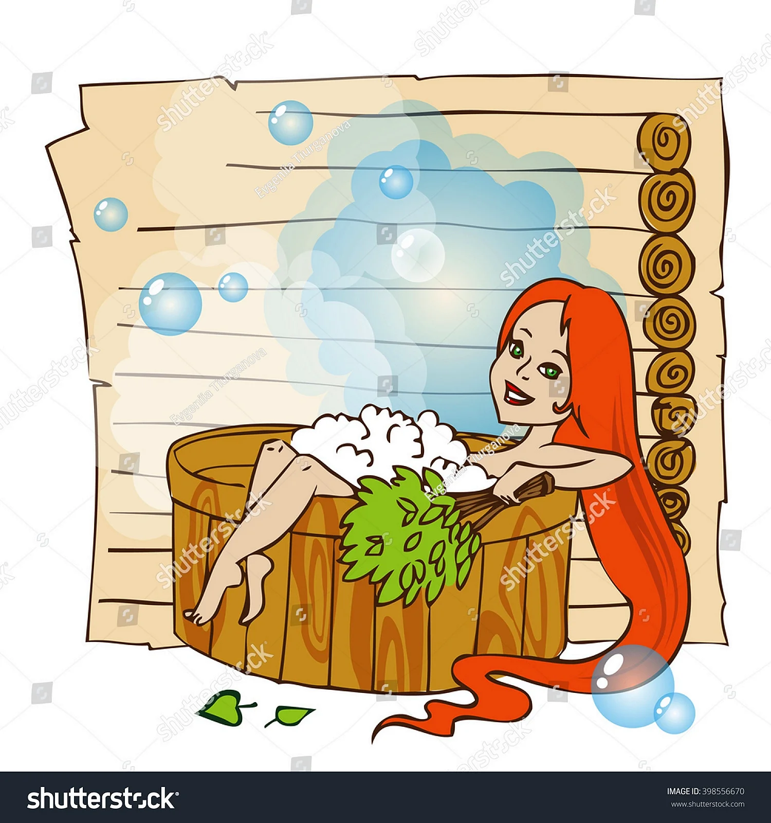 Девушка в бане рисунок