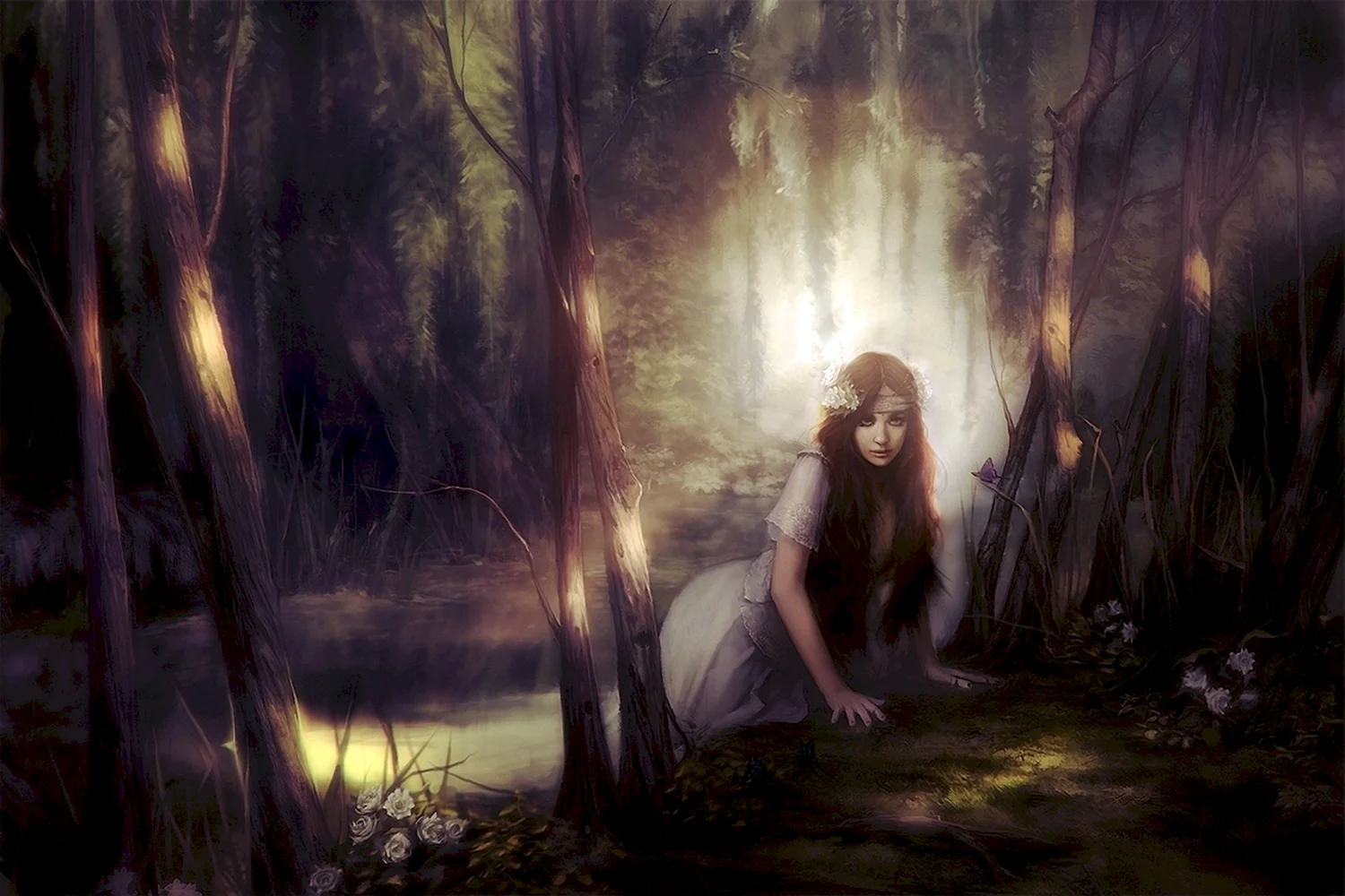 Девушка в лесу фэнтези