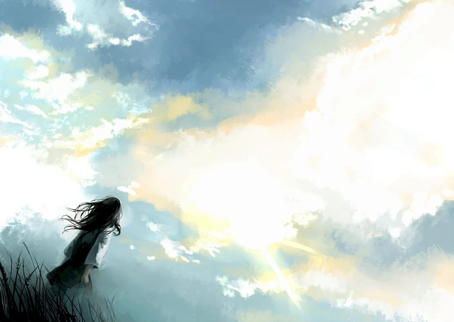Девушка в небе арт